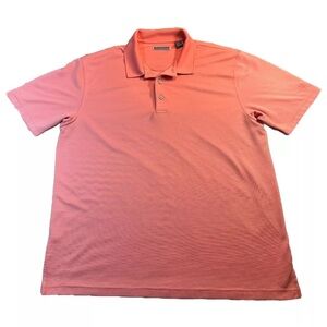 Cubavera Mens Pink Lined Design Short Sleeve Collared Polo Shirt Size Xlarge XL